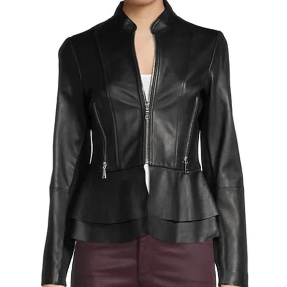 Tahari Jackets & Blazers - Last Piece!!!! Thea Peplum Leather Jacket from Tahari
